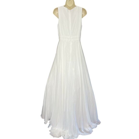 IEENA FOR MAC DUGGAL White CHIFFON LONG EVENING DRESS NWOT Size 2 - Picture 7 of 10
